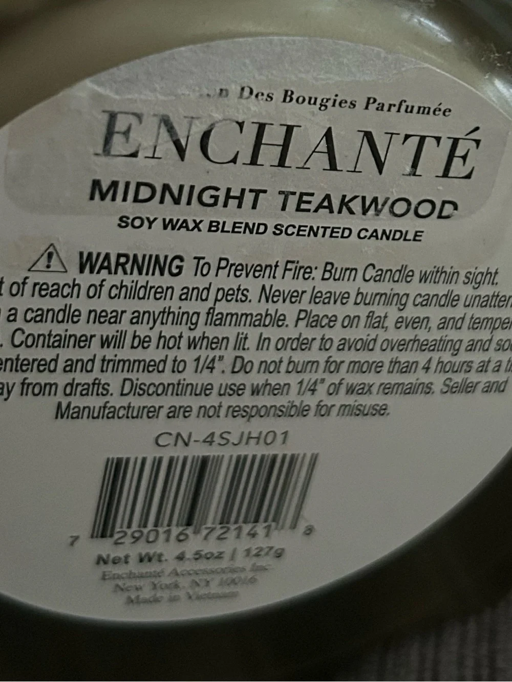 ENCHANTE Midnight Teakwood Gold Skull Candle 4.5oz NIB